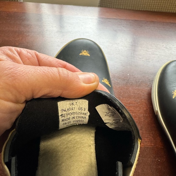 Joules Black and Gold Bee Pattern Rain Boots - Picture 5 of 8